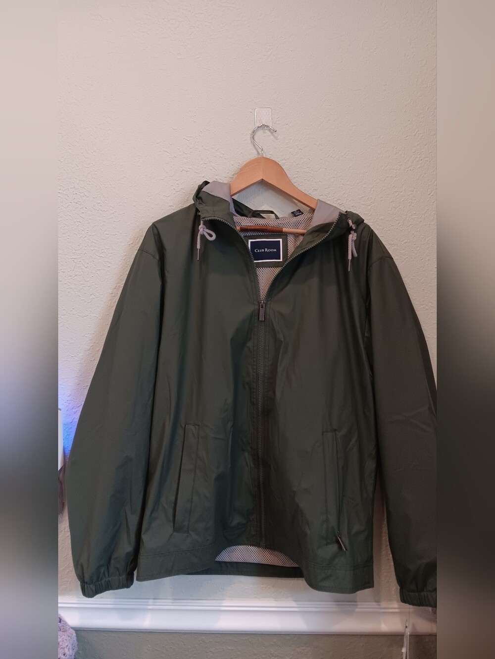 Club Room Olive Green Hooded Rain Jacket
